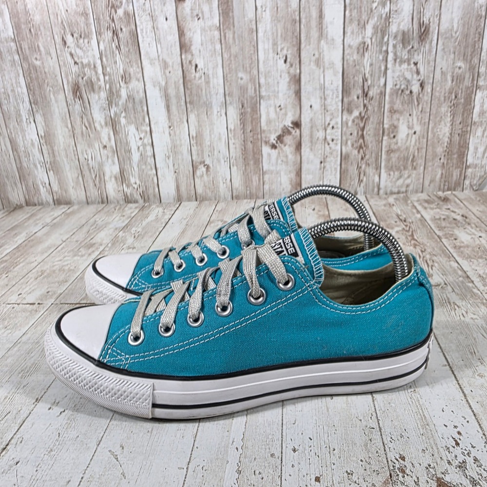 Converse Chuck Taylor All Star Low Top Teal Blue Canvas Sneakers Womens 9 - Picture 3 of 8